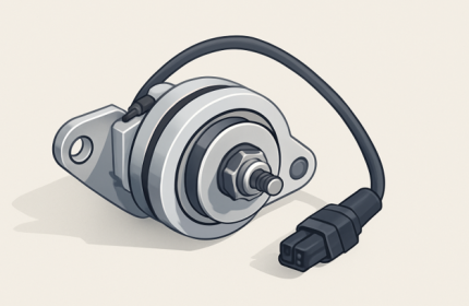 Hall-effect vane-type ignition trigger sensor used in motorcycle engine ignition systems.